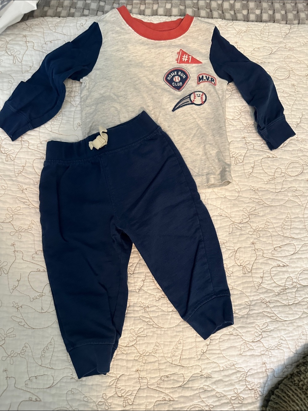 Carter's Navy and Heather Gray Baseball Jogger Set